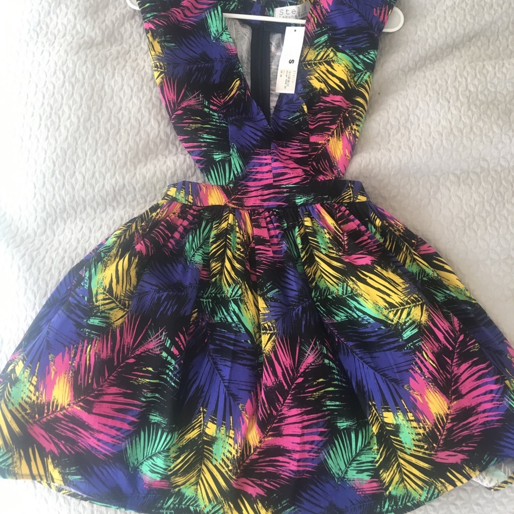 Mutilcolored Neon Print Cut Out Dress
